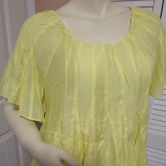 New Y2K Boundary & Co Sheer Top Silk Bamboo Yellow Boho Fairy Fairycore Feminine - Picture 6 of 8